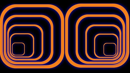 A mesmerizing retro-futuristic design featuring twin glowing orange tunnels on a dark blue background, symbolizing symmetry, depth, and motion in a modern digital aesthetic.