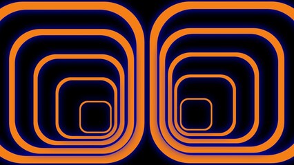 A captivating retro-futuristic design with twin glowing orange curves on a deep blue background, creating a perfect balance of symmetry, depth, and motion in a sleek digital aesthetic.