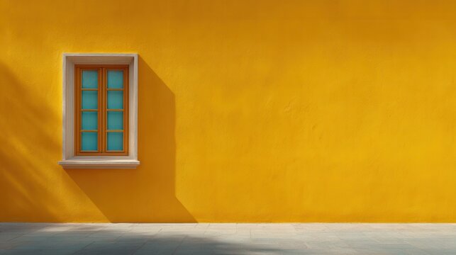 Bright Yellow Facade With a Teal Window During Daytime in Colonial Architecture of Campeche, Mexico