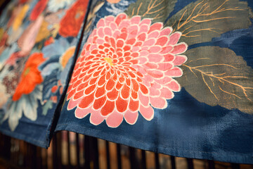 Vibrant floral pattern on fabric, showcasing intricate designs and rich colors