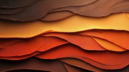 Obraz premium Blended Brown, Orange, and Yellow Brush Strokes Forming Abstract Landscape at Sunset