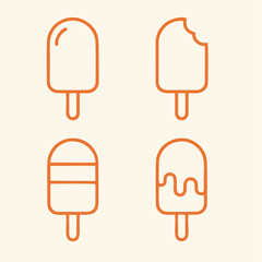 Vector icon set of ice cream symbols for web design and business illustration