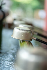 A ladle which is prepared at holy water pond in Japan shrine, For prayer using to rinse or wash...