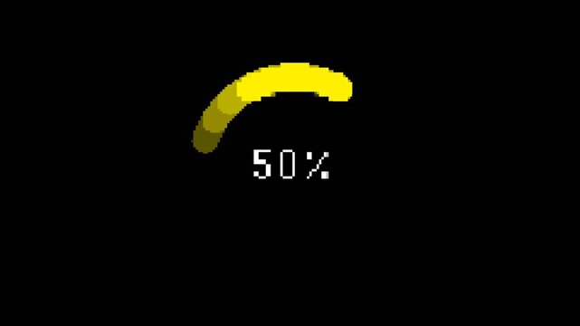 8 bit loading Pixel art 4k orange bar loading screen with white background.