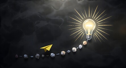 Illuminating Journey - A Paper Airplanes Ascent to Bright Ideas and Innovation.