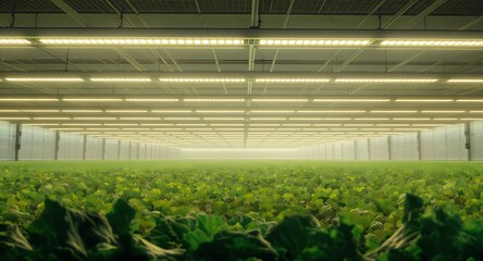 Indoor Cultivation - A Lush Green Field of Plants Under Artificial Lighting.
