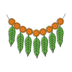 Garland flowers leaves decoration celebration festival event on white background
