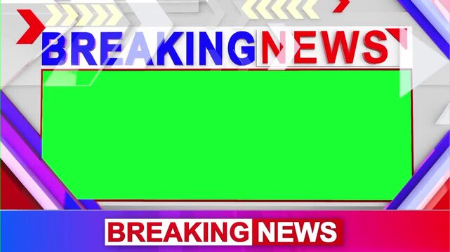 Dynamic breaking news opener for television broadcast with modern design and vibrant colors, perfect for urgent updates and announcements