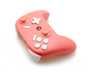 Pastel Pink Gaming Controller on White Isolated Background &ndash; Universal Gamepad for Video Games
