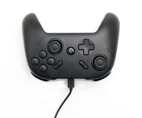 Black Gaming Controller on White Isolated Background &ndash; Universal Gamepad for Video Games