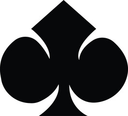 Black spade playing card symbol on transparent background