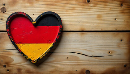 Heart Shaped German Flag on Wooden Background