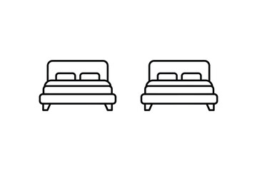 Two identical double beds depicted with clean line art on a white background.