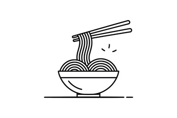 Chopsticks lift steaming noodles from a bowl, representing delicious food.