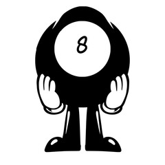 Vector Mascot eight ball hand drawing style