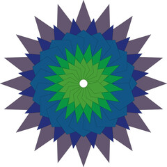 Abstract Geometric Floral Design Illustration with Greens Blues and Purples