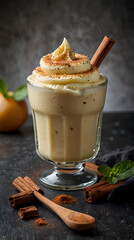vanilla pudding with creamy texture and cinnamon topping
