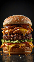 western bacon burger with juicy beef and melted cheese