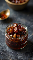 Delicious xo sauce with fresh ingredients in a jar