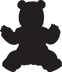 Fototapeta premium Teddy bear silhouette sitting with arms outstretched against white backdrop