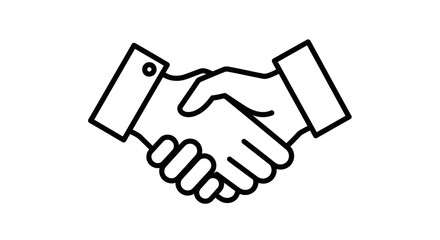 Naklejka premium Simple line art illustration of two hands shaking in a handshake gesture, symbolizing agreement and partnership.
