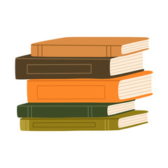 Stack of books for reading and learning. Piles of textbooks. Fiction and education literature, novels, encyclopedias for reading and studying. Flat vector illustrations.