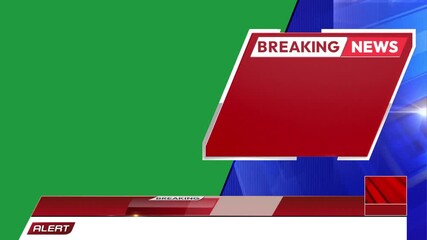 Dynamic breaking news broadcast design template for urgent announcements and alerts with green screen ready for customization
