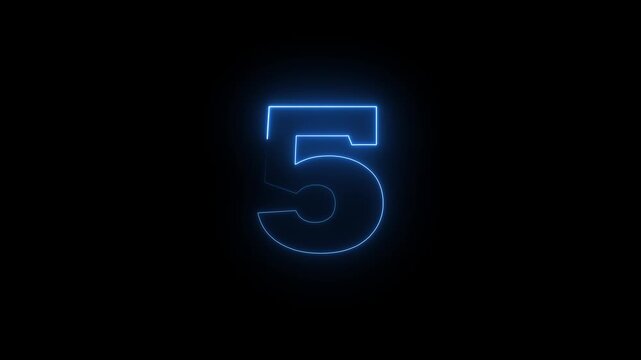Glowing Neon Number 5 Text Icon Animation for Modern Digital Design Futuristic Countdown Typography Motion Graphics and Creative UI Elements