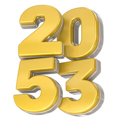Obraz premium Luxurious 3D Year 2053 Design: Glossy Golden Digits with Silver Trim Isolated for Calendar and Future Concepts.