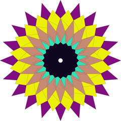 Abstract Geometric Starburst Design in Vibrant Colors for Creative Projects