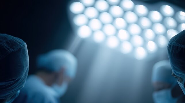 surgeon in operating room, teamwork under bright lights