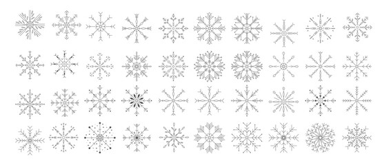 collection of snowflake template line art icon designs. crystal vector simple elements. snow pack design