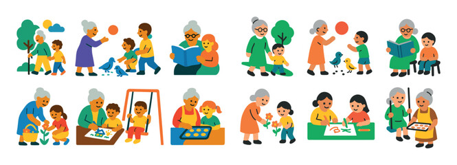Naklejka premium Grandma Activities Icons