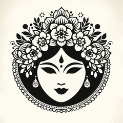 Elegant floral design depicting a serene female face with intricate details.
