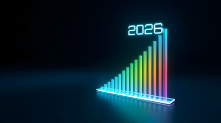 Fototapeta premium Bar graph with number 2026 up financial success market report concept