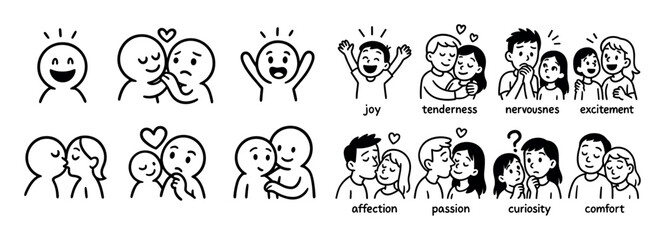 Obraz premium Emotion Doodle Icons