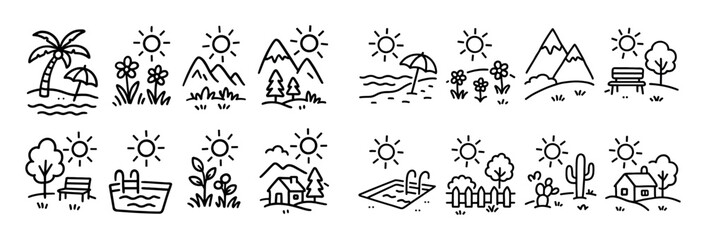 Fototapeta premium Sunny Weather Doodles
