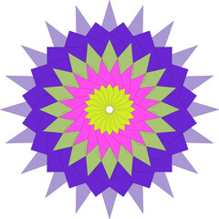 Colorful Geometric Flower Design with Repeating Patterns and Bright Hues