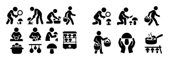 Fototapeta premium Mushroom Picking Icons