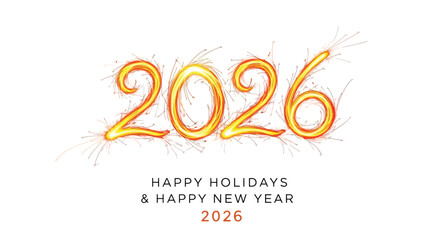 Fototapeta premium Sparkling golden numbers 2026 illuminated by bright fireworks celebrating the new year and holidays