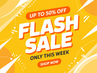 This vibrant advertisement captures attention with bright colors and bold typography, promoting an exciting flash sale with significant discount offers for customers.
