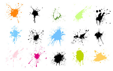 Colorful paint spots set. Paint splash isolated on white background