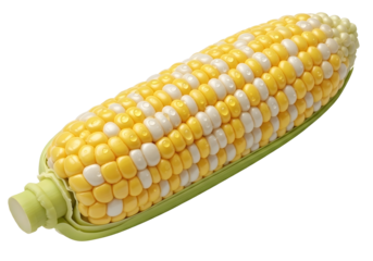 Fresh ear of bi color corn isolated on transparent background