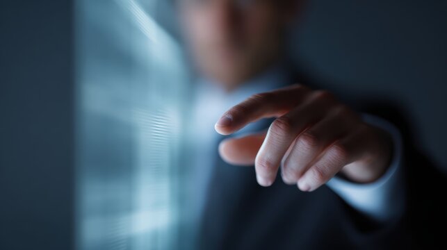 businessman interacting with virtual interface