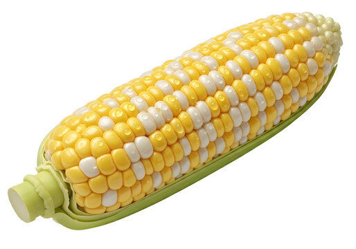 Fresh ear of bi color corn isolated on transparent background