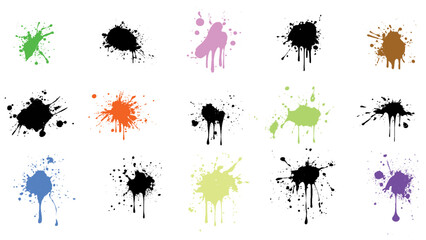 Vector set of colored blots or stain on the white background
