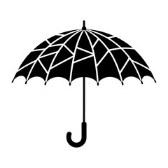 silhouette of geometric patterned umbrella black and white vector illustration symbolizing protection and safety