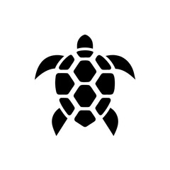 Obraz premium Stylized black turtle with hexagonal shell pattern on transparent background