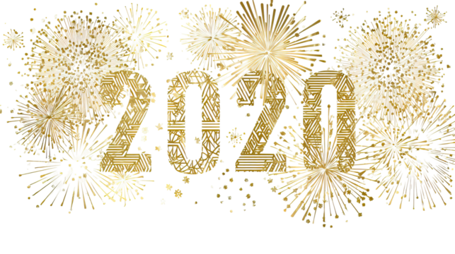 Festive 2026 New Year Celebration Design Geometric Gold on Transparent Background