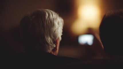 family video calling grandparents, cozy lighting, connection